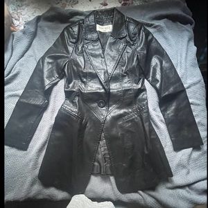 Petite Full PU leather coat